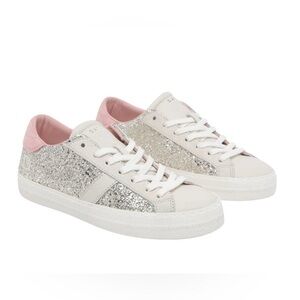 D.A.T.E. Hill Silver Glitter Sneakers Anthropologie 38 EU 7 US